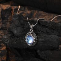 Casual Oval Sterling Silver Inlay Zircon Pendant Necklace sku image 1