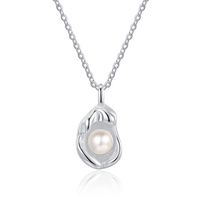 Casual Shell Sterling Silver Plating Inlay Freshwater Pearl White Gold Plated Pendant Necklace main image 6