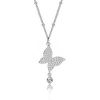 Simple Style Butterfly Sterling Silver Plating Inlay Zircon Pendant Necklace main image 6