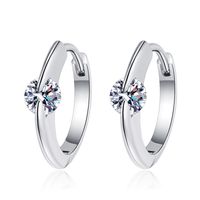 1 Pair Casual Round Plating Inlay Sterling Silver Zircon 24k Gold Plated White Gold Plated Earrings main image 6