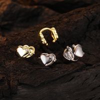 1 Pair Casual Heart Shape Plating Inlay Sterling Silver Zircon 24k Gold Plated White Gold Plated Ear Cuffs main image 1