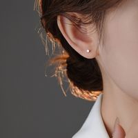 1 Pair Ig Style Simple Style Star Plating Sterling Silver White Gold Plated Ear Studs sku image 1
