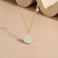 Simple Style Geometric Round Sterling Silver Plating Inlay Zircon Pendant Necklace main image 3