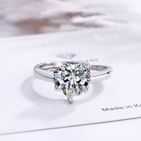 Shiny Heart Shape Sterling Silver Plating Inlay Zircon White Gold Plated Open Rings main image 5