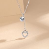 Simple Style Heart Shape Sterling Silver Plating Inlay Zircon Pendant Necklace main image 8
