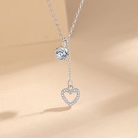 Simple Style Heart Shape Sterling Silver Plating Inlay Zircon Pendant Necklace main image video