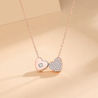 Simple Style Heart Shape Sterling Silver Plating Inlay Zircon Pendant Necklace main image video