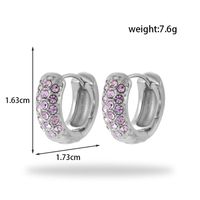 1 Pair French Style Simple Style C Shape Geometric Round Stainless Steel Zircon 18k Gold Plated Hoop Earrings Drop Earrings main image 4