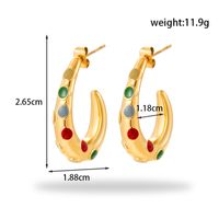 1 Pair French Style Simple Style C Shape Geometric Round Stainless Steel Zircon 18k Gold Plated Hoop Earrings Drop Earrings sku image 3