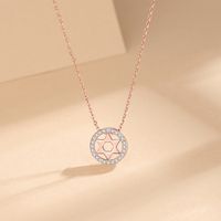 Simple Style Round Sterling Silver Inlay Artificial Gemstones Pendant Necklace main image 1