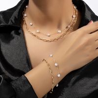Ig Style Elegant Retro Heart Shape Imitation Pearl Alloy Women's Bracelets Necklace main image 5