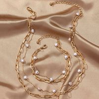 Ig Style Elegant Retro Heart Shape Imitation Pearl Alloy Women's Bracelets Necklace main image 4