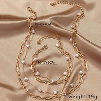 Ig Style Elegant Retro Heart Shape Imitation Pearl Alloy Women's Bracelets Necklace main image 2