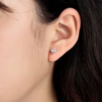 1 Pair Casual Cute Solid Color Heart Shape Plating Inlay Sterling Silver Zircon White Gold Plated Ear Studs main image 5