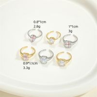 Simple Style Square Water Droplets Rectangle Copper 14k Gold Plated White Gold Plated Open Rings main image 2