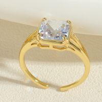 Simple Style Square Water Droplets Rectangle Copper 14k Gold Plated White Gold Plated Open Rings sku image 3