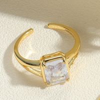 Simple Style Square Water Droplets Rectangle Copper 14k Gold Plated White Gold Plated Open Rings sku image 1