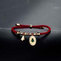 Casual Simple Style Christmas Tree Oval Rope Copper Inlay Rhinestones Women's Bracelets main image 3