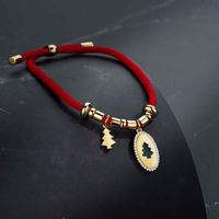 Casual Simple Style Christmas Tree Oval Rope Copper Inlay Rhinestones Women's Bracelets main image 4