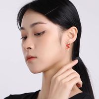 1 Pair Ig Style Simple Style Dragon Plating Inlay Alloy Rhinestones Gold Plated Ear Studs main image 3