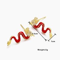 1 Pair Ig Style Simple Style Dragon Plating Inlay Alloy Rhinestones Gold Plated Ear Studs main image 2