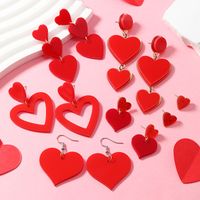 1 Pair Romantic Heart Shape Arylic Drop Earrings main image 9