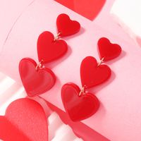1 Pair Romantic Heart Shape Arylic Drop Earrings main image 4