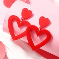 1 Pair Romantic Heart Shape Arylic Drop Earrings main image 6