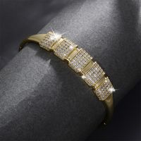 Elegant Xuping Simple Style Geometric Alloy Plating Inlay Artificial Gemstones 14k Gold Plated Women's Bangle main image 4
