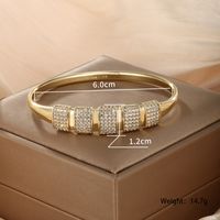 Elegant Xuping Simple Style Geometric Alloy Plating Inlay Artificial Gemstones 14k Gold Plated Women's Bangle main image 2