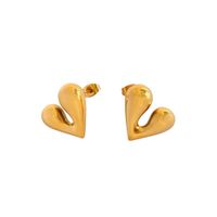 1 Paire Style Simple Commuer Forme De Cœur Placage Acier Au Titane Plaqué Or Boucles D'oreilles sku image 3