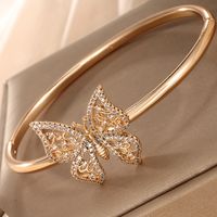 Elegant Xuping Butterfly Alloy Plating Inlay Artificial Diamond 18k Gold Plated Women's Bangle main image 3