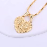 Ig Style Streetwear Cross Virgin Mary Heart Shape Copper Indentation Polishing Plating 18k Gold Plated Pendant Necklace main image 4