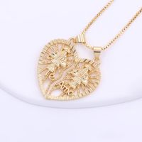 Ig Style Streetwear Cross Virgin Mary Heart Shape Copper Indentation Polishing Plating 18k Gold Plated Pendant Necklace main image 6
