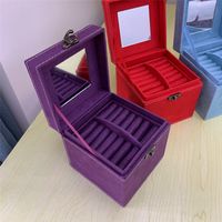 Classic Style Solid Color Flannel Rivet Jewelry Boxes main image 5