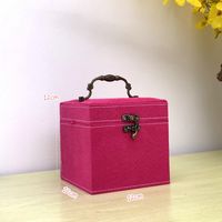 Classic Style Solid Color Flannel Rivet Jewelry Boxes sku image 2