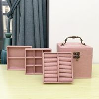 Classic Style Solid Color Flannel Rivet Jewelry Boxes sku image 11