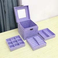 Classic Style Solid Color Flannel Rivet Jewelry Boxes sku image 10
