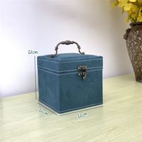 Classic Style Solid Color Flannel Rivet Jewelry Boxes sku image 7