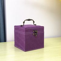 Classic Style Solid Color Flannel Rivet Jewelry Boxes sku image 4