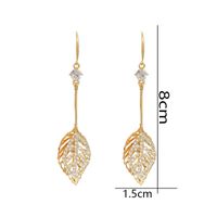 1 Pair Elegant Shiny Leaf Plating Inlay Alloy Copper Rhinestones Opal Gold Plated Drop Earrings sku image 1