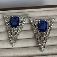 1 Pair Retro Exaggerated Triangle Plating Inlay Alloy Rhinestones Silver Plated Ear Studs main image 8