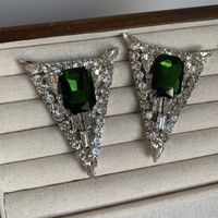 1 Pair Retro Exaggerated Triangle Plating Inlay Alloy Rhinestones Silver Plated Ear Studs main image 6