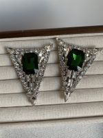 1 Pair Retro Exaggerated Triangle Plating Inlay Alloy Rhinestones Silver Plated Ear Studs main image 7