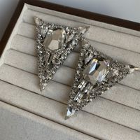 1 Pair Retro Exaggerated Triangle Plating Inlay Alloy Rhinestones Silver Plated Ear Studs sku image 3
