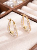1 Paar Elegant Barocker Stil Geometrisch Inlay Legierung Künstliche Perlen Ohrringe main image 3