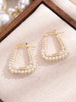 1 Paar Elegant Barocker Stil Geometrisch Inlay Legierung Künstliche Perlen Ohrringe main image 5