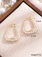 1 Paar Elegant Barocker Stil Geometrisch Inlay Legierung Künstliche Perlen Ohrringe main image 2