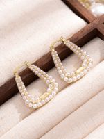 1 Paar Elegant Barocker Stil Geometrisch Inlay Legierung Künstliche Perlen Ohrringe main image 6