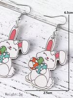 1 Pair Cute Rabbit Printing Wood Drop Earrings main image 2